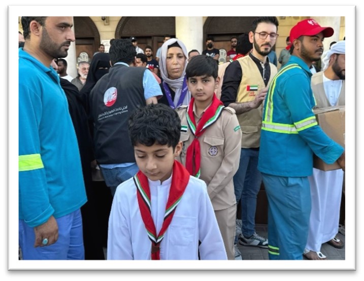 Ras Al Khaimah Scouts participate in the Ramadan Food Basket distribution initiative in the presence of Sheikh Salem bin Sultan Al Qasimi (2)